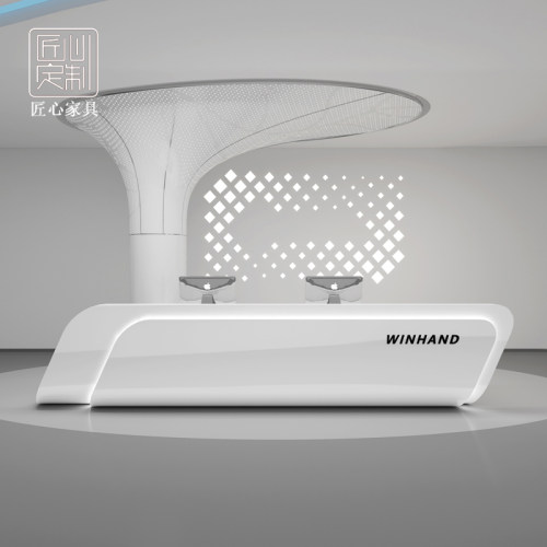 公司前台桌e接待台美容院吧台服装店收银台简约现代烤漆前台不锈