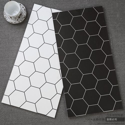 白色六边形蜂窝瓷砖厨房几何形卫生间阳台墙砖黑色哑光墙面砖