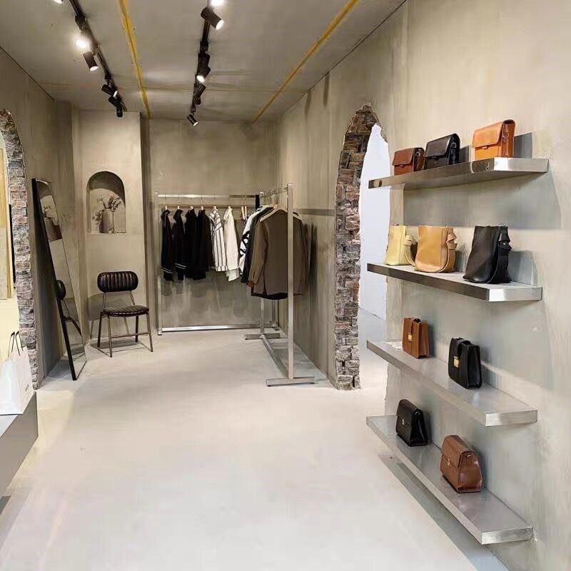 服装店多层展示架鞋架鞋店包包架不锈钢置物架上墙V鞋包饰品陈列