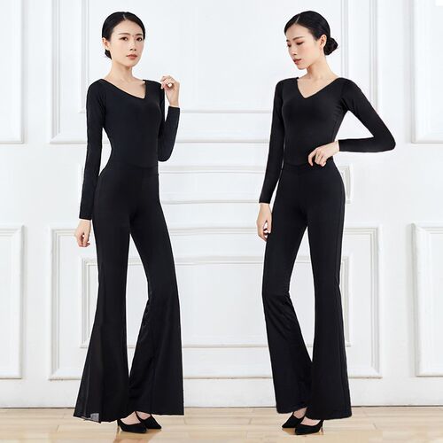 形体训练服装f女长袖带胸垫高端礼仪走秀模特导师服舞蹈练功服套