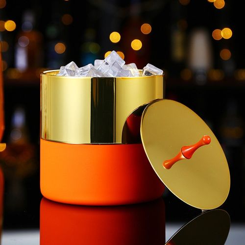 ktv手提冰块香槟啤酒红酒冰粒桶带盖带冰夹不锈钢小冰桶商用酒吧