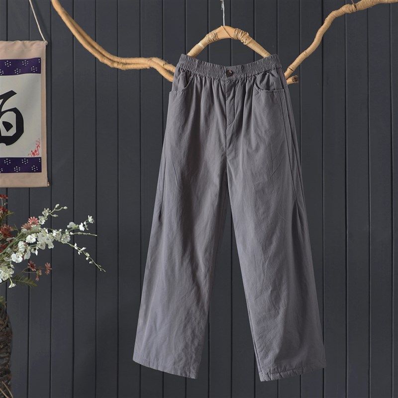 文艺宽松拉链款100%棉直筒裤冬季纯色松紧腰夹棉款保暖长裤棉裤女,女装/女士精品,棉裤/羽绒裤,淘宝优惠券,粉丝福利购,淘宝优惠卷