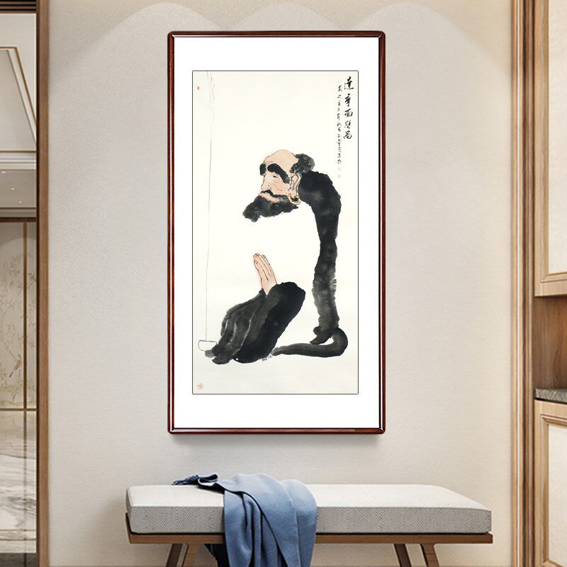 手绘人物写意图国画办公室客厅过道走廊玄关背景墙装饰字画挂画
