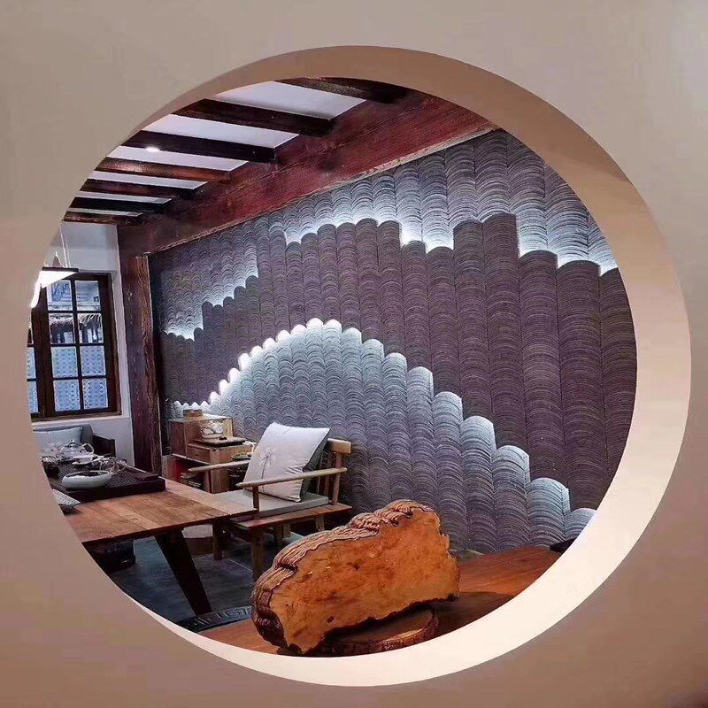 拼花地装饰瓦屋顶瓦片砖瓦装饰立瓦瓦铺仿古瓦片立瓦半圆小青瓦片