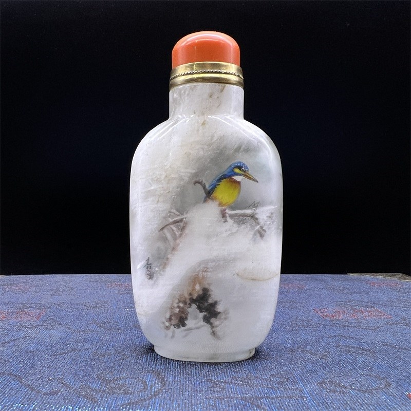 名家 天然水晶 鼻烟壶内画 收藏 商务特色 摆件把玩升值