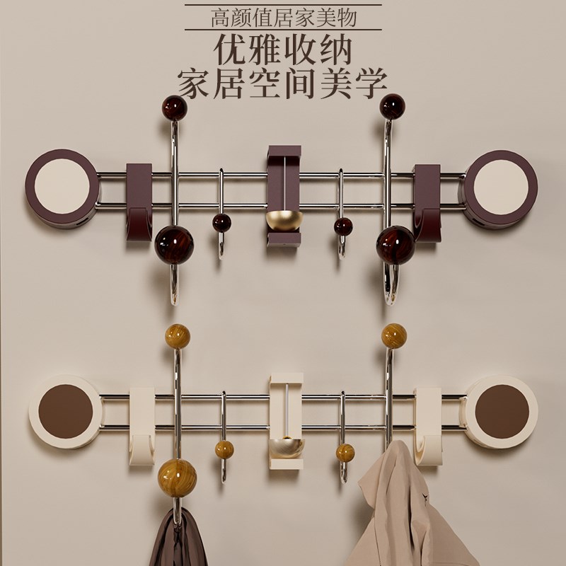 铃铛吸门式入户风铃吸盘式木质门铃商铺进门挂钩衣帽钩门后置物架