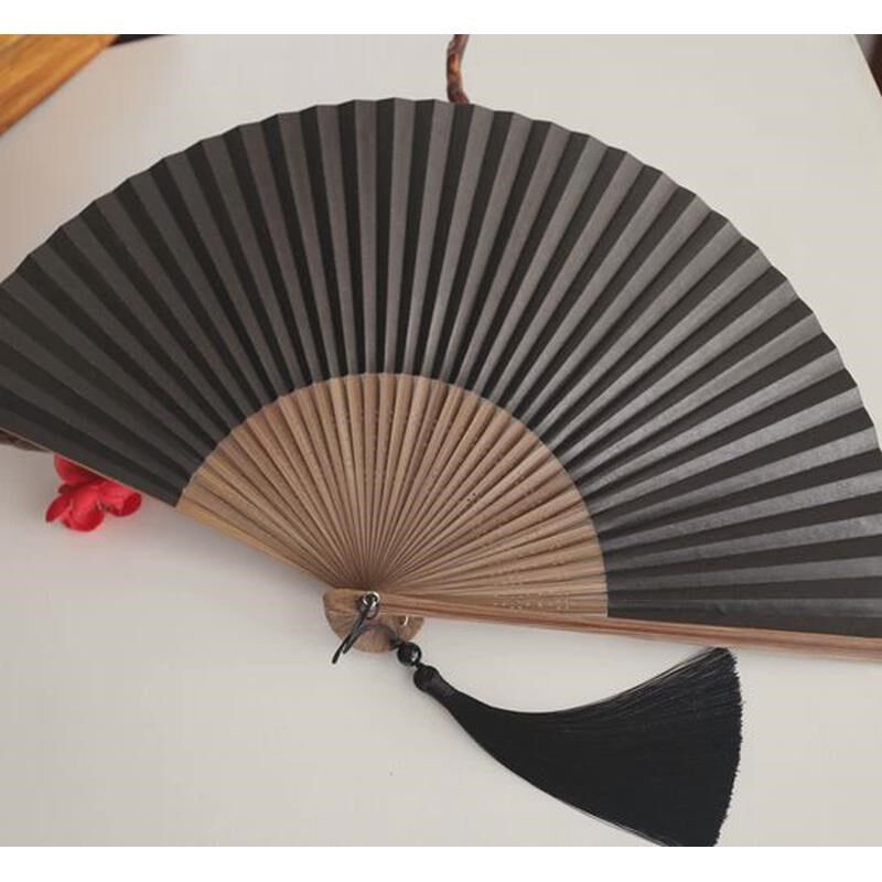 精品收藏 日式6.8寸折扇扇柄扇双面纸扇男扇女竹空白纸扇可新款