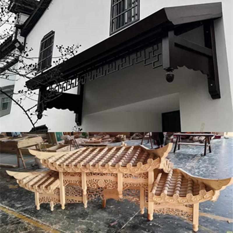 假门牌匾t字屋檐招牌茶楼飞檐翘角定中式仿古木雕东阳头门楼实木