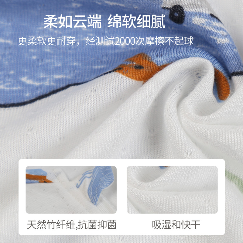 儿童夏季薄款连体睡衣男童竹纤维家居服中大童连体睡袋男宝空调服