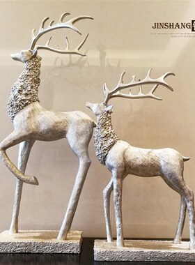 欧式复古招财鹿摆件美式家居饰品书房办公电视柜客厅装饰结婚礼物