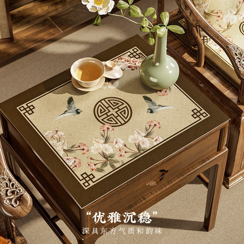 喜即玉殿春中式床头柜垫子防水防烫餐桌布PVC桌垫布隔热防尘盖布