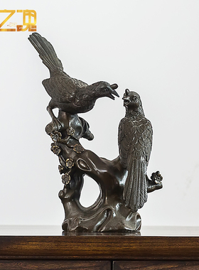 铜工艺品 客厅房间装饰品摆件 喜上眉梢喜鹊乔迁新居结婚礼物礼品