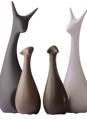 北欧风格家居餐桌创意陶瓷小鹿摆设电视柜玄关客厅酒柜装饰品摆件