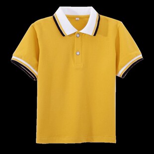 男童短袖polo衫小学生校服中大儿童橙色白色翻领T恤女童毕业班服