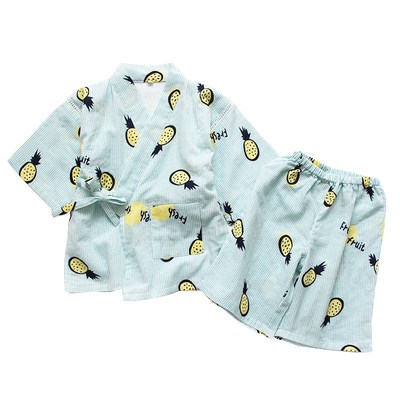 全棉纱布汗蒸服 儿童和服 中童男孩女孩 夏季睡衣家居服 短裤长裤