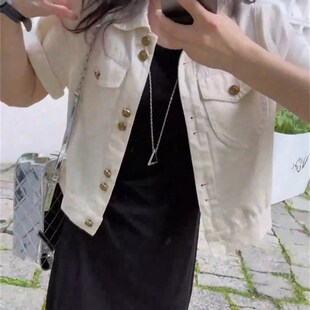 2024夏季新款小个子休闲牛仔短袖衬衫小外套女宽松显瘦薄款短上衣