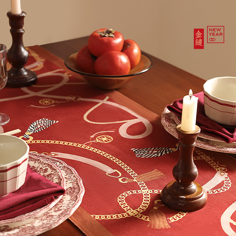 新年桌旗布长条桌布氛围感红色喜庆茶旗中式结婚电视柜斗柜盖布,居家布艺,桌旗,淘宝优惠券,粉丝福利购,淘宝优惠卷