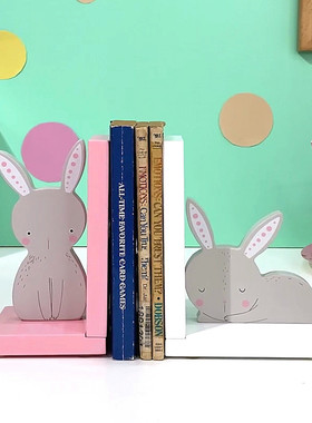 儿童房兔子书挡摆件书桌面卡通可爱动物家居装饰房间书房书立书靠