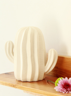 中温白瓷素烧创意仙人掌陶瓷客厅桌面迷你简约工艺品家居饰品摆件