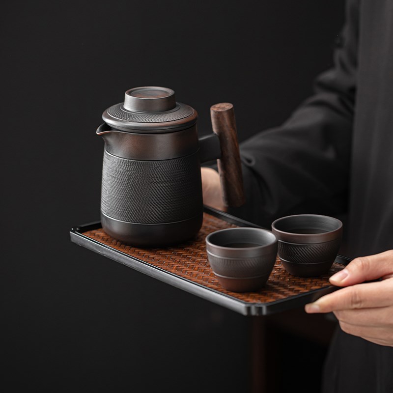 蕴华堂 户外露营便携式陶瓷快客杯家用办公一壶两杯旅行茶具套装