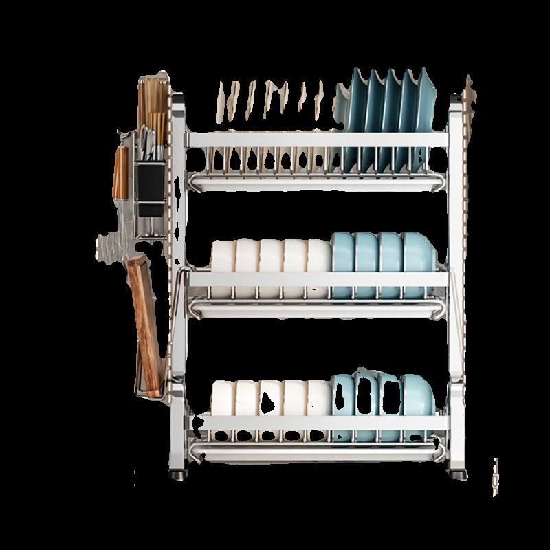 不锈钢厨房碗架沥水架碗筷盘碟置物架家用多功能台面碗盘柜子