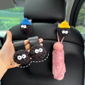 可爱小煤球车载椅背挂钩多功能汽车座椅后背后排收纳置物车内用品