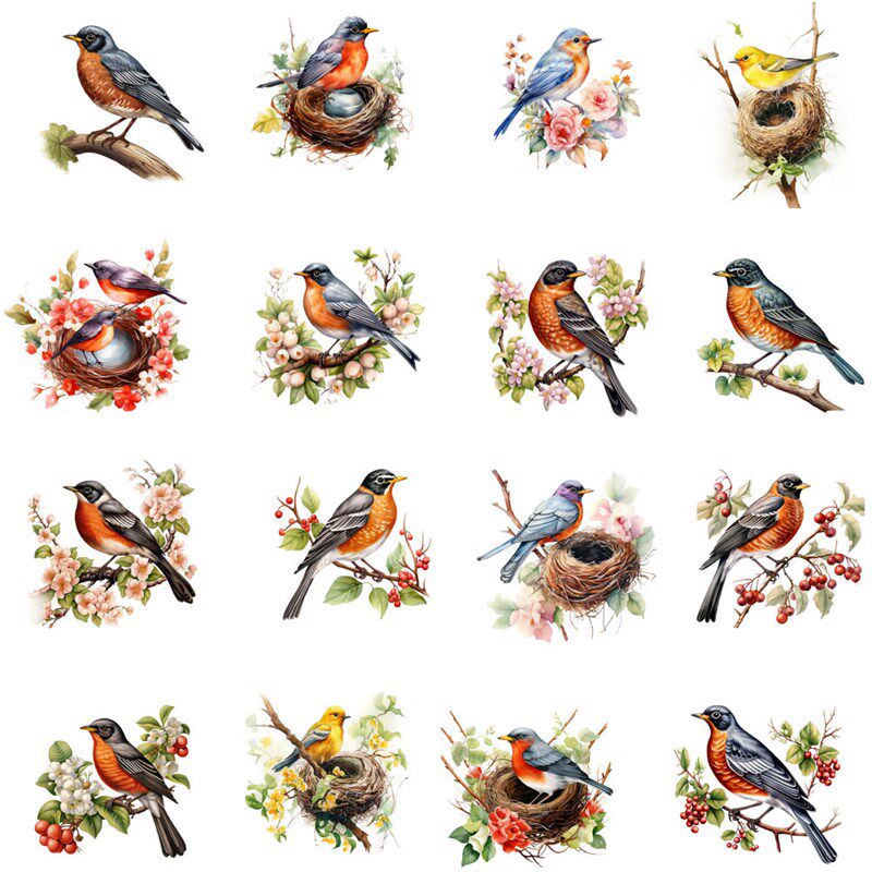 自粘防水遮污喜鹊树枝画眉小鸟墙贴客厅卧室儿童房鸟窝墙贴画