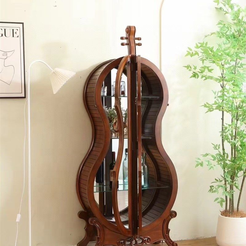 美式实木雕花柜 展示柜酒柜双开门家用美式大提琴实木轻奢摆件,住宅家具,酒柜,淘宝优惠券,粉丝福利购,淘宝优惠卷