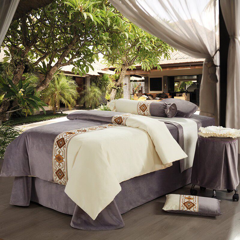 若比邻美容院美容床罩四件套简约欧式按摩美容床罩美容四件套