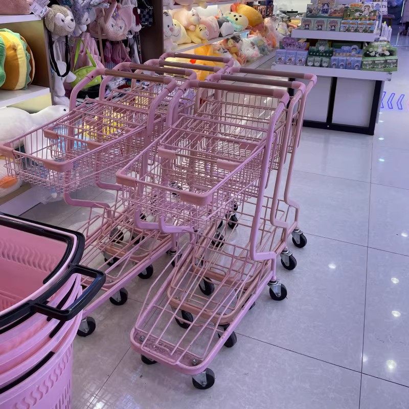 网红超市购物车双层粉色推车KTV摆地摊多功能团购店小型零食推车,商业/办公家具,购物车,淘宝优惠券,粉丝福利购,淘宝优惠卷