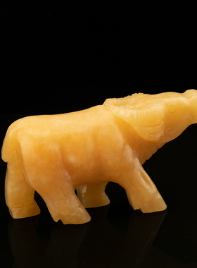 天然黄玉石牛摆件大号生肖水牛招财牛站牛玄关家居新房工艺礼品摆