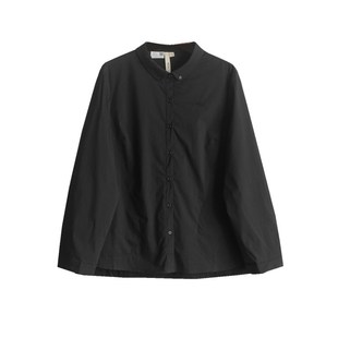 秋季 黑色女衬衫 新品 翻领单排扣长袖 带薄绒里衬3156 女装 YUN韫春季
