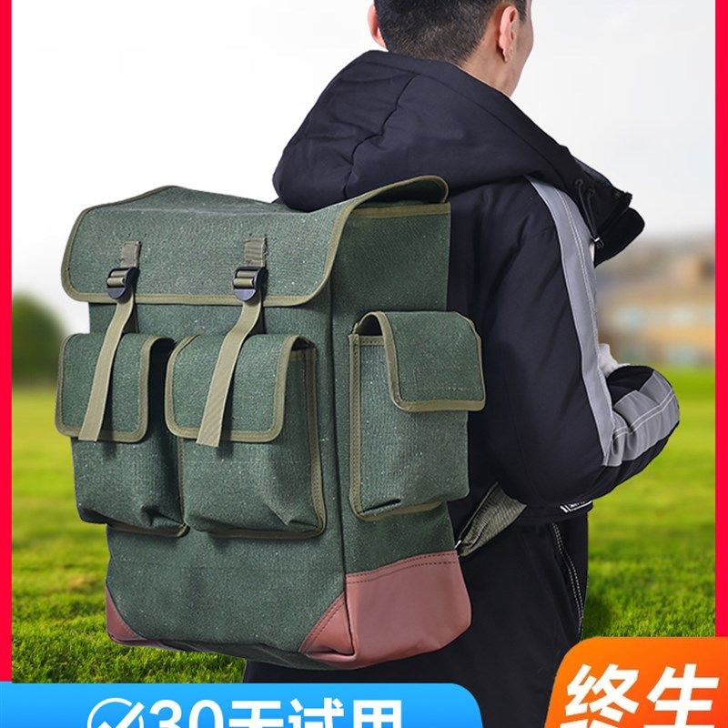 帆布双肩包背包工具包结实耐用大容量多功能加厚耐磨安装工地建筑