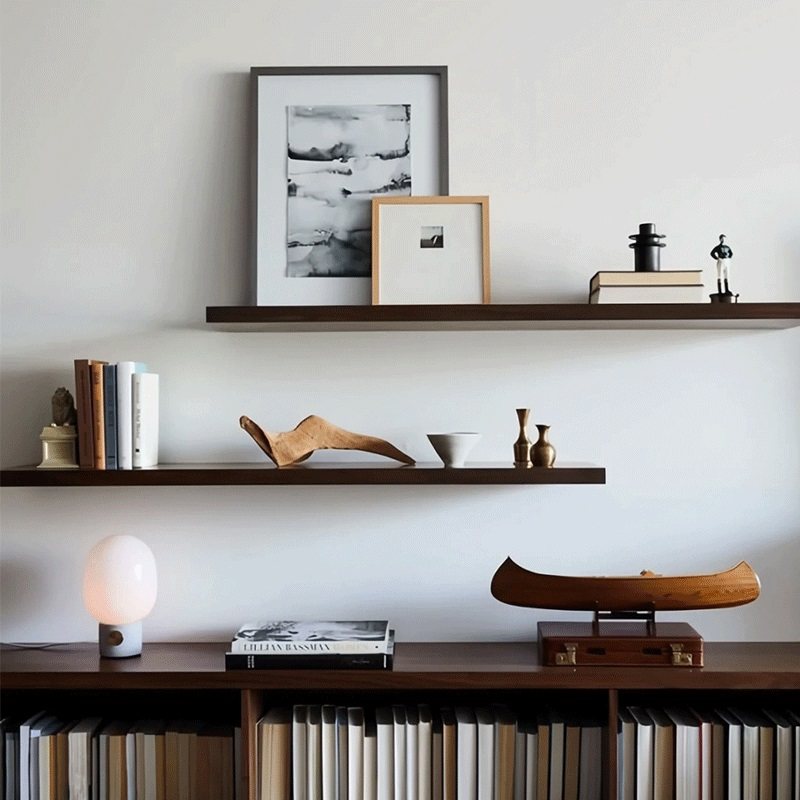 北欧定制实木墙上书架一字隔板挂墙式双人长书桌家用卧室悬浮书柜,住宅家具,书架,淘宝优惠券,粉丝福利购,淘宝优惠卷