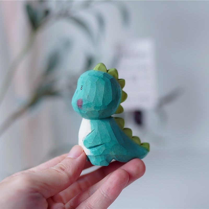 Joe小恐龙小怪兽木雕可爱手作装饰 纯手工 生日礼物实木桌面摆件