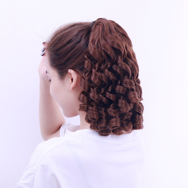 假发女长发甜美公主卷发尾螺旋复古旗袍油条卷假马尾短辫子接发片