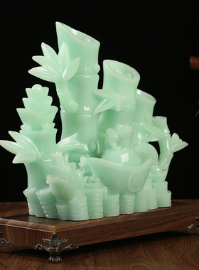 财富节节高竹子工艺品招财金蟾摆件酒柜电视柜玄关装饰品开业礼品