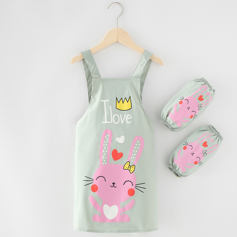 儿童画画罩衣女美术生无袖防水幼儿园家用绘画厨房带袖围裙画画衣