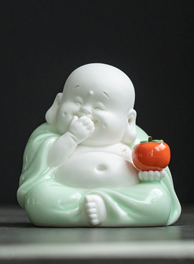 久造陶瓷弥勒佛汽车摆件客厅家居大肚佛桌面装饰品车载笑佛工艺品