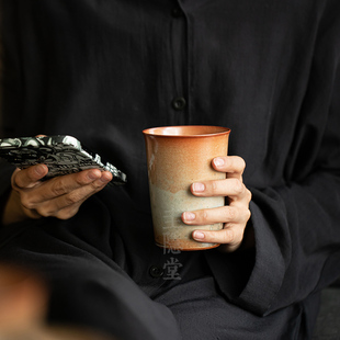 圭隐堂志野烧粗陶窑变开片可乐杯茶杯家用复古办公室喝茶水杯单杯