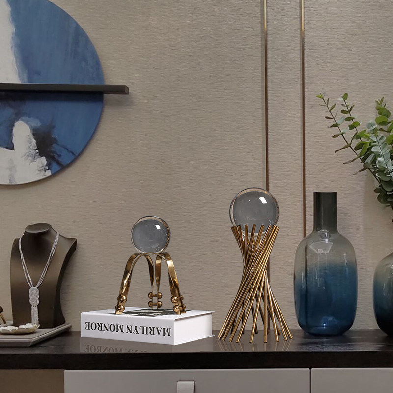 欧式新古典水晶球装饰品别墅样板间摆件家居客厅玄关酒柜轻奢摆设,家居饰品,装饰摆件,淘宝优惠券,粉丝福利购,淘宝优惠卷