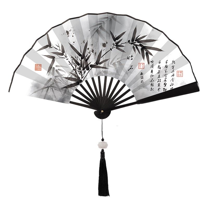 新中式古风汉服折扇随身便携国风扇子折叠古典舞古装水墨国画扇