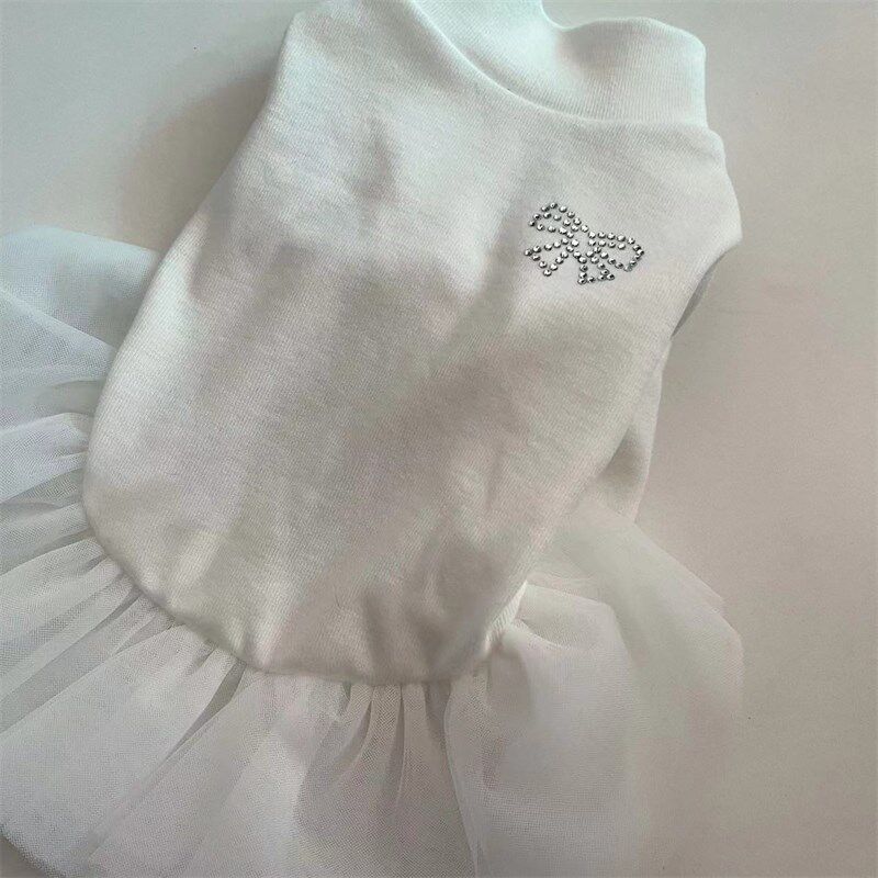 宠物白色公主连衣裙泰迪比熊小型犬结婚礼服狗狗猫咪打底高领纱裙