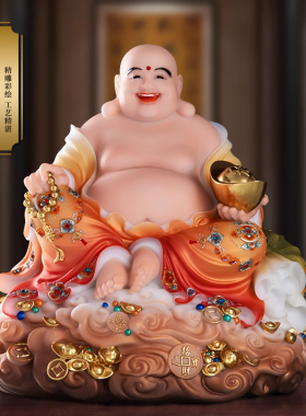 汉白玉弥勒佛像欢喜布袋弥勒佛大肚笑佛菩萨家用供奉客厅招财摆件