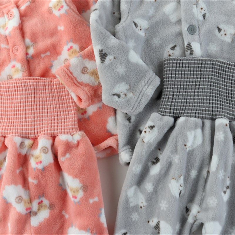 出口日单秋冬儿童珊瑚绒保暖家居套装宝宝开衫高腰护肚睡衣80-120,童装/婴儿装/亲子装,家居服套装,淘宝优惠券,粉丝福利购,淘宝优惠卷