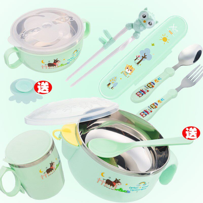 辅食碗宝宝婴儿吃米粉专用碗儿童碗筷三件套勺叉套装防烫防摔家用