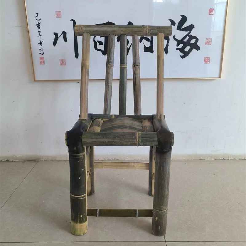 竹椅子 农家纯手工制作纯楠竹成人靠背座椅竹编竹凳子老式传统椅