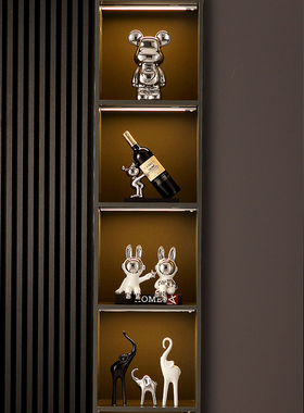 轻奢风大象一家三四口陶瓷装饰客厅电视柜酒柜高档家居摆饰高级感