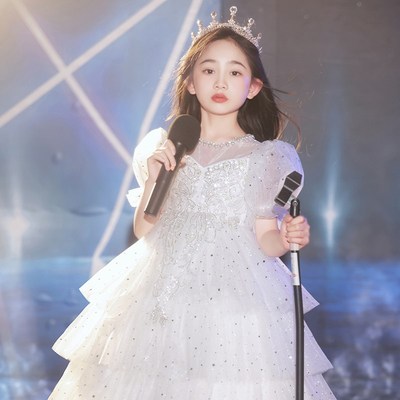 女童礼服轻奢小众高端夏季歌唱比赛钢琴演奏小主持人演出服公主裙