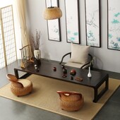 新中式 实木打坐禅修椅榻榻米茶桌椅圈椅矮椅盘腿围椅太师椅轻奢椅